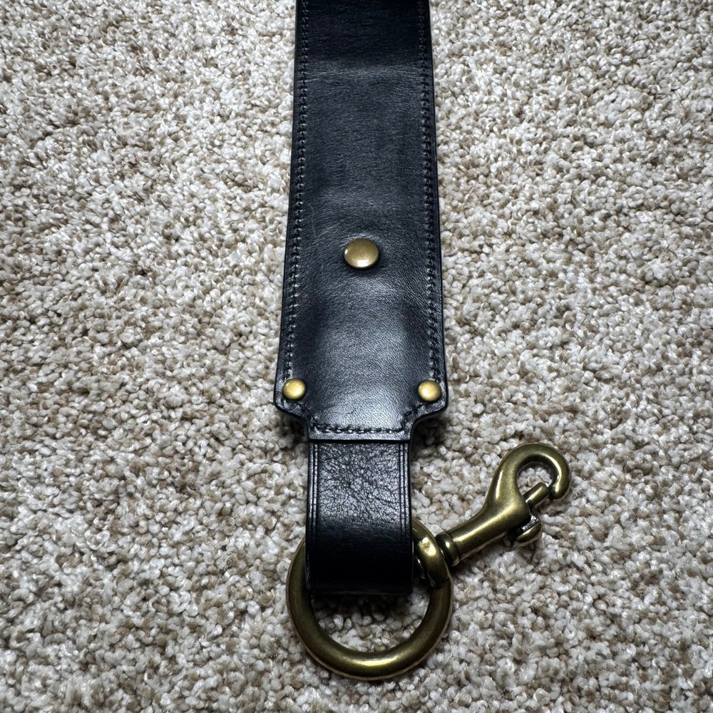 Coach Leather Horsebit Style Belt Brass Double Rings Branded Studs - Picture 11 of 16